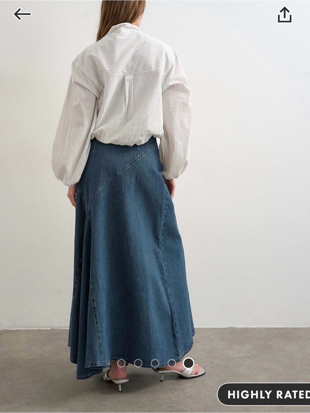Topshop Dark Blue Denim Maxi Skirt with Panel Seams - Picture 2 of 2